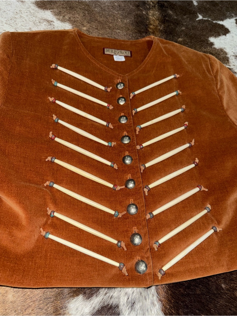 Double D Ranch Rust Brown Velvet Jacket - Picture 2 of 3
